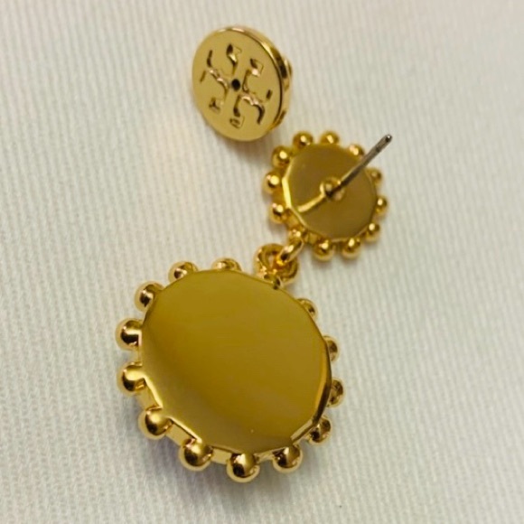 TORY BURCH WINSLOW RED + GOLD DROP EARRINGS - Picture 7 of 8